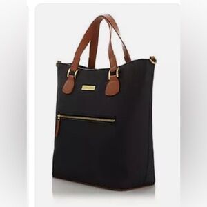 JOY & IMAN Alexandria Black Leather Tote